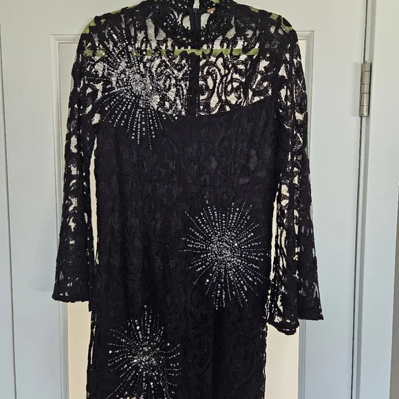 FREE PEOPLE The North Star Dress - Black Lace, Chrystal And Sequin Stars - Picture 3 of 8